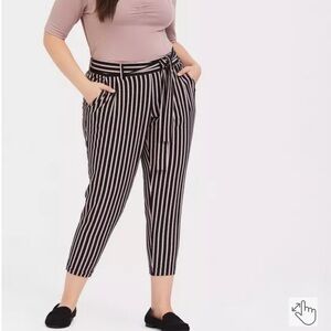 Torrid Multi Stripe Crepe Tie Front Tapered Pant
